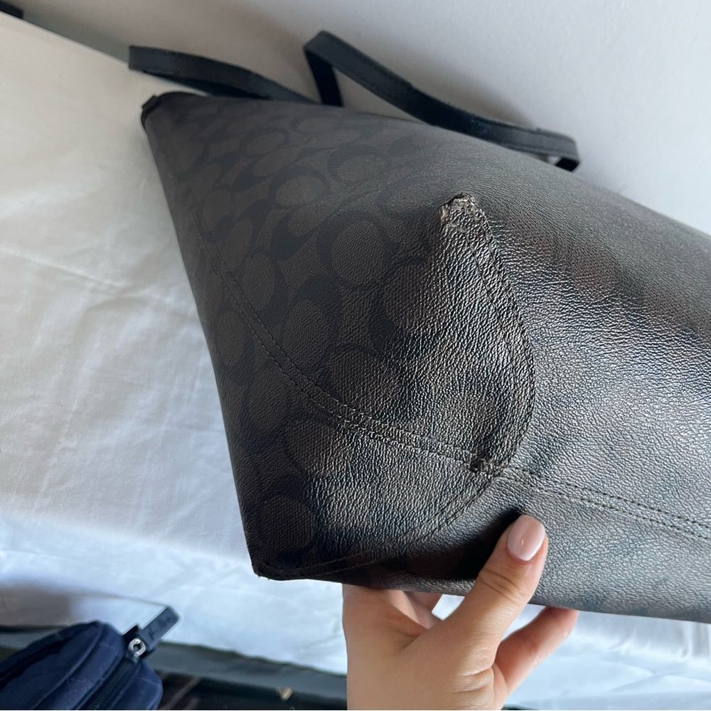 COACH Signature Jacquard Ava City Tote Laptop Work Bag Reversible Metro Tote - Picture 10 of 13